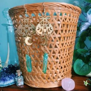 Handmade by me Green Quartz Moth Earrings